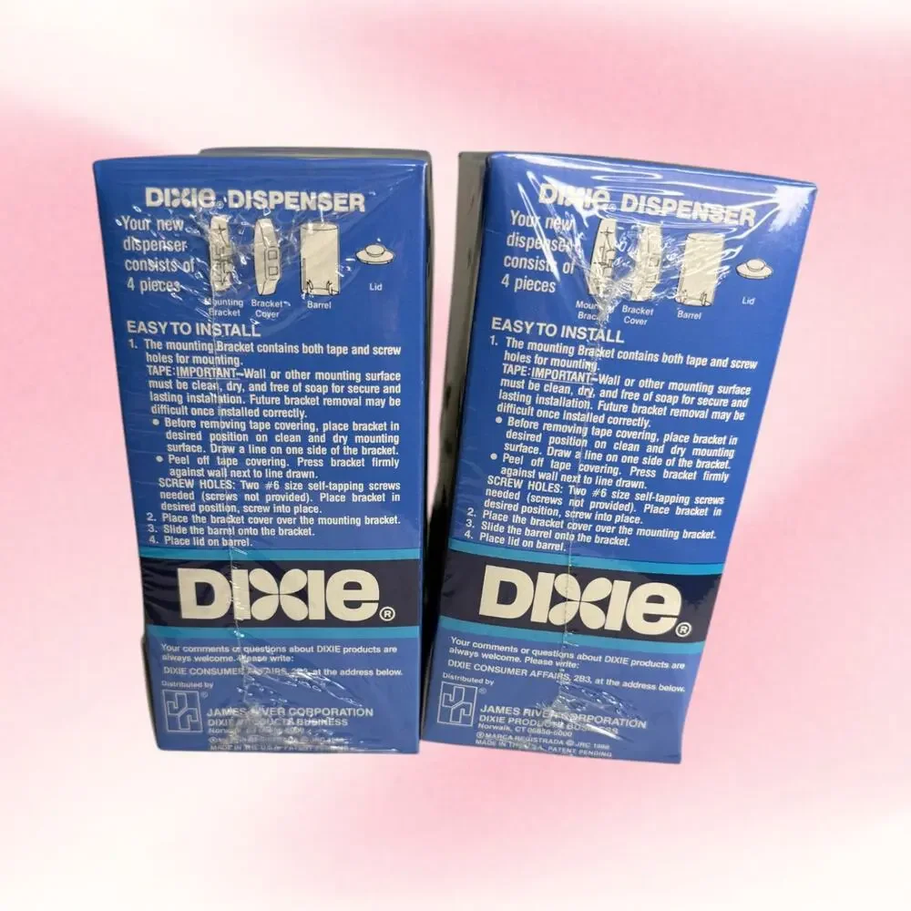 Vintage 1988 Dixie Bathroom Cup Dispenser Lot 2 NOS Sealed Marble Ivory